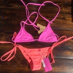 Skims Chinadolls Pink and Orange Bikini Set
